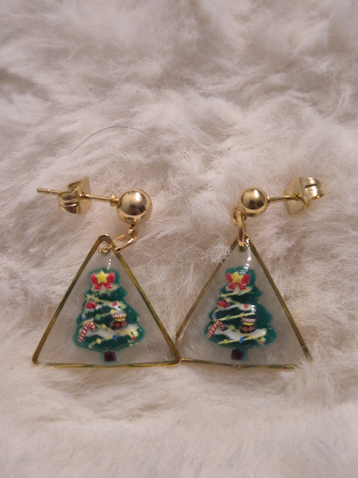 Kerstboom Resin driehoekige goude oorbellen