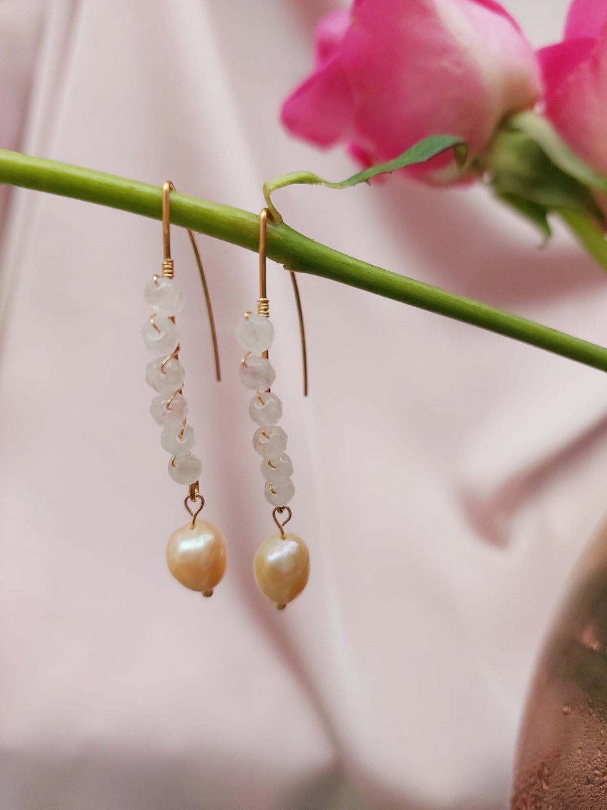 Maleisië Jade & zoetwaterparel oorbellen