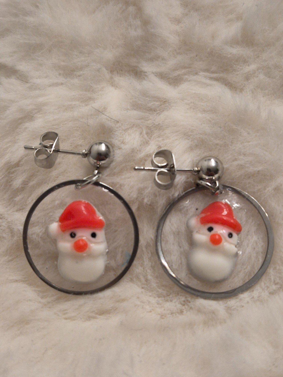 Resin X'mas Santa resin oorbellen zilver