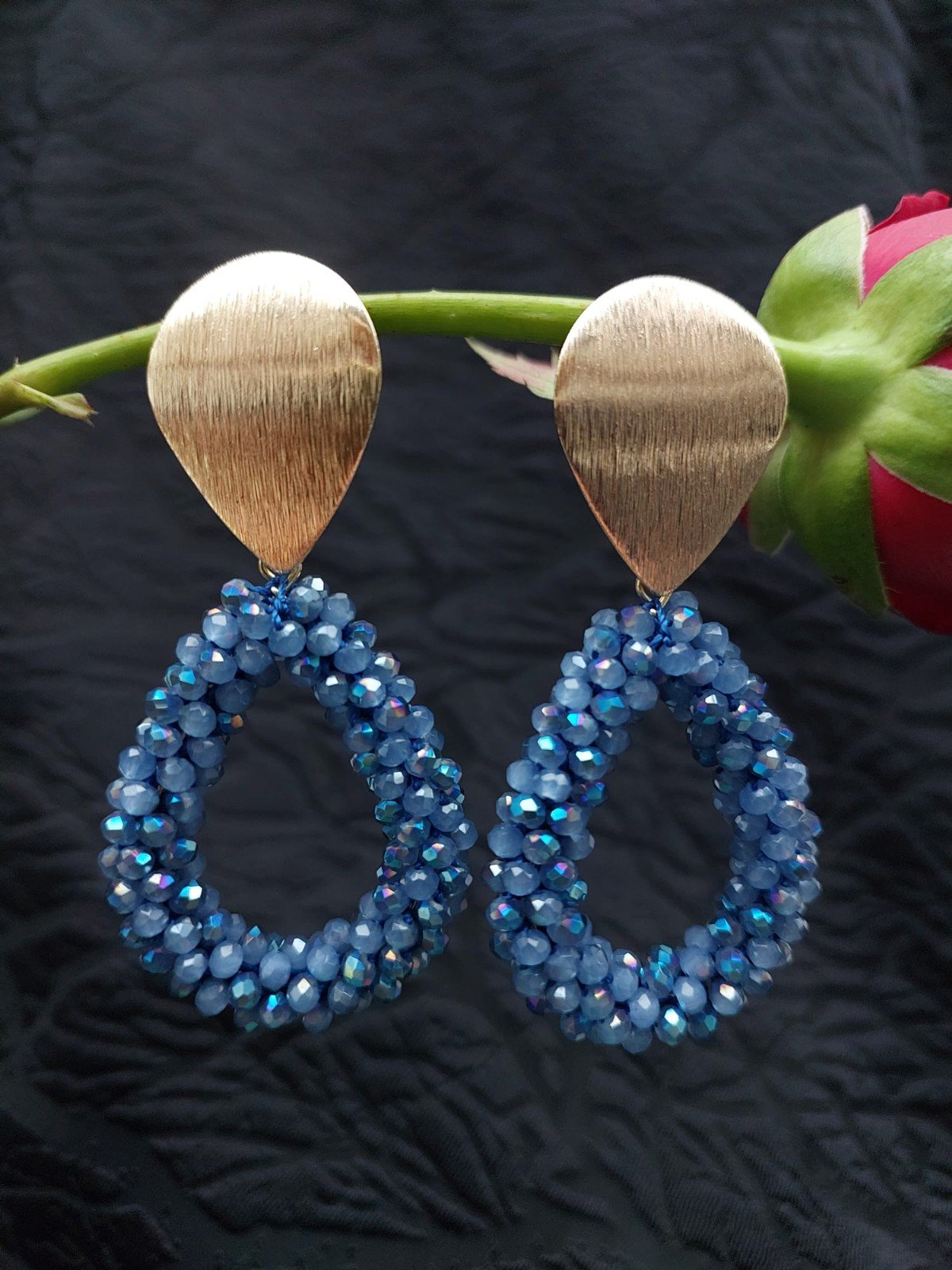 Shimmer Teardrop Dangle Earrings - Blue - 58976.jpeg Glinsterende druppel oorbellen - blauw
