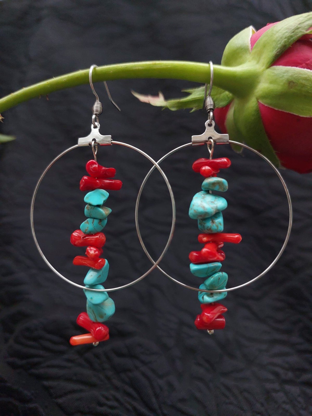Turquoise & Ocean Bamboo Hoops - 59031.jpeg Turkoois & oceaan bamboe hoepels