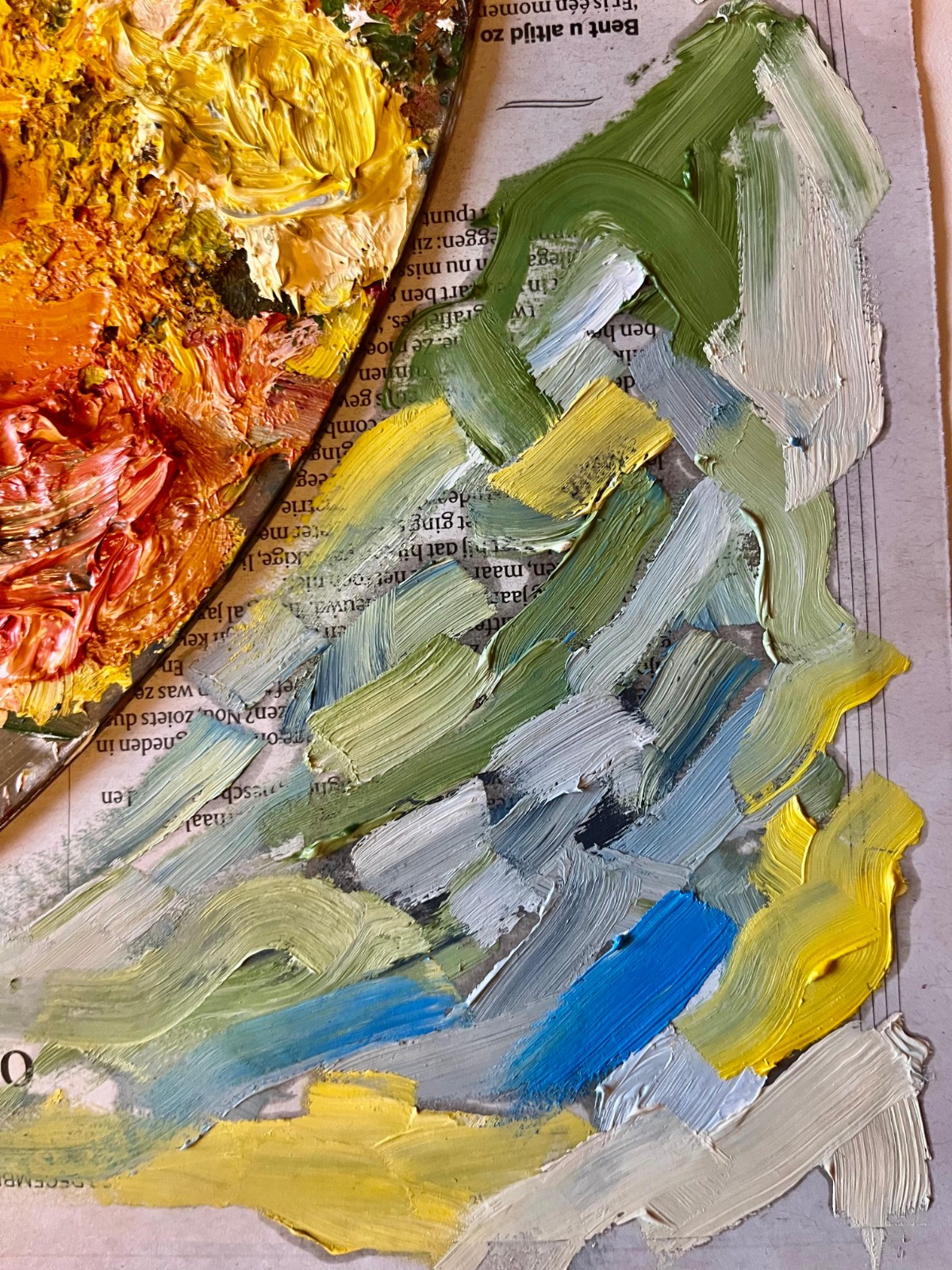 "flowers + blue" - original artwork in oil paint - 66364.jpeg Schilderij "Flowers + blue" - origineel kunstwerk in olieverf