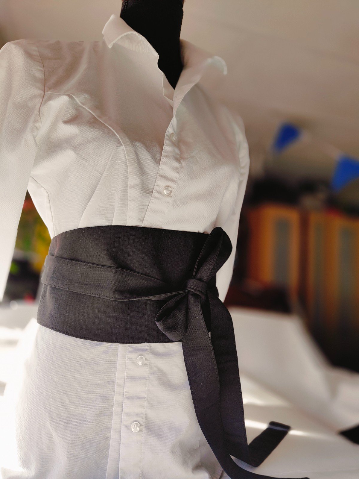 zwarte textile riem, brede zwarte taille korset