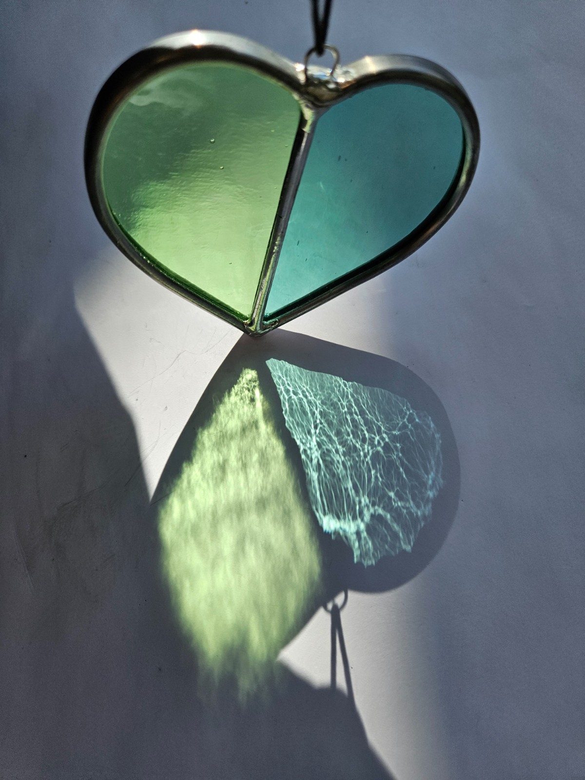 Glas in lood Suncatcher hartje pastel groen/blauw