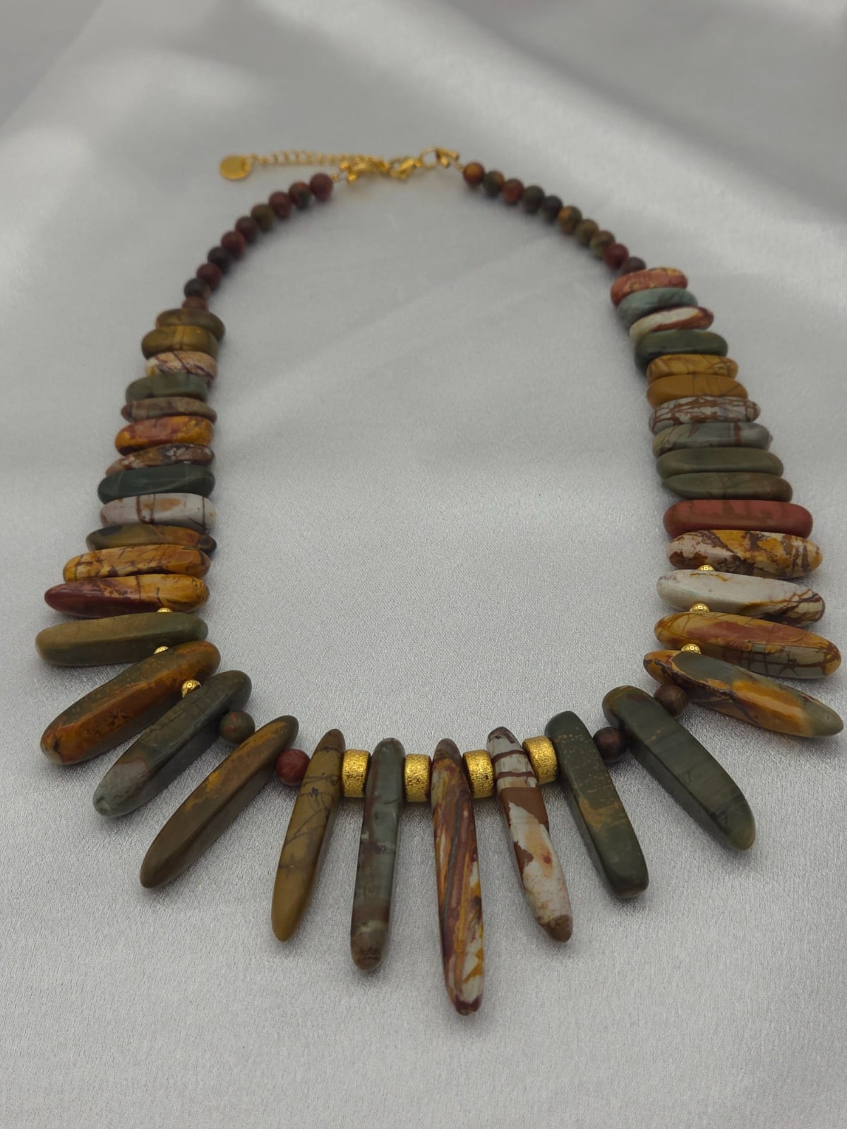 Bijzondere handgemaakte Picasso Jaspis ketting