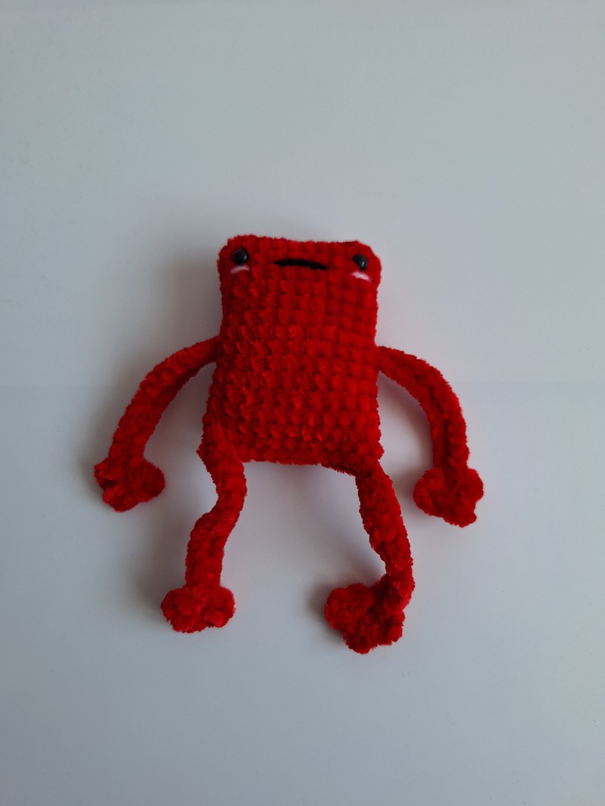 Gehaakte knuffel 'Rode kikker'