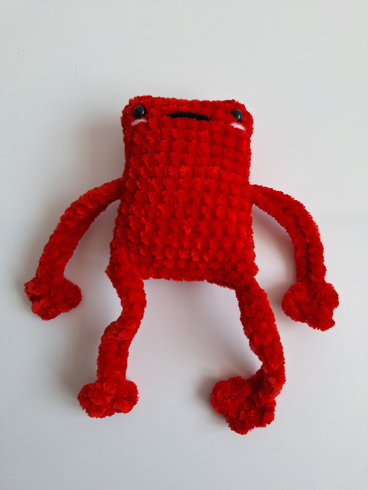 Gehaakte knuffel 'Rode kikker'