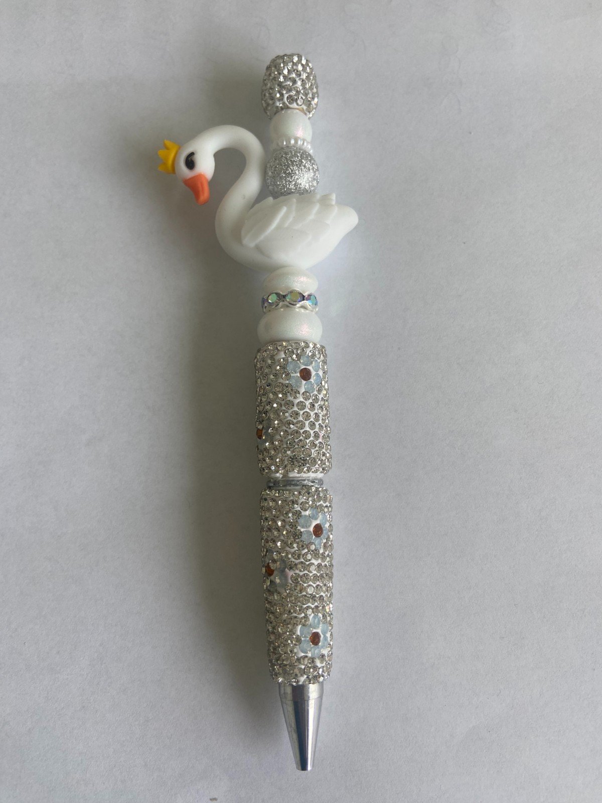 Kralenpen met wit zwaantje - 80019 Kralenpen met wit zwaantje
