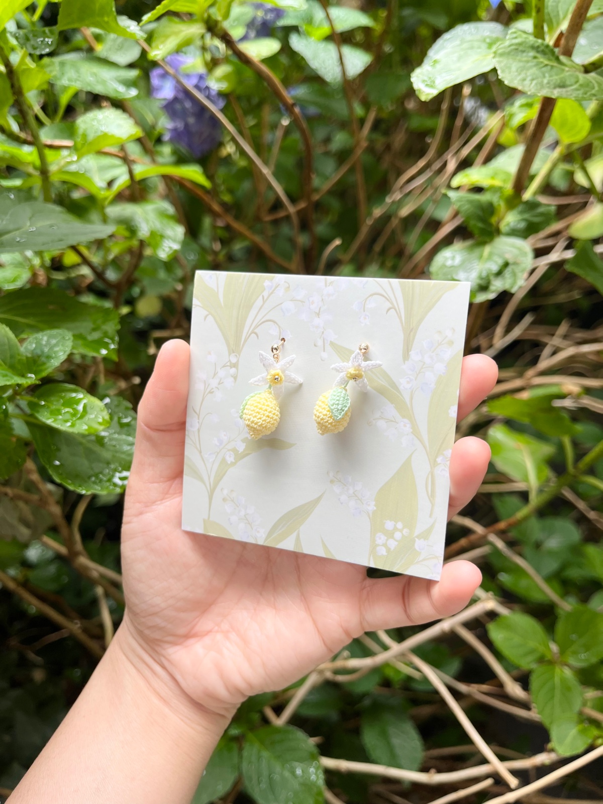 Micro Gehaakte Citroen Oorbellen - 83198 Micro Gehaakte Citroen Oorbellen