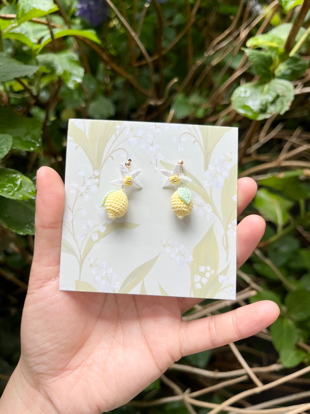 Micro Gehaakte Citroen Oorbellen - 83203 Micro Gehaakte Citroen Oorbellen