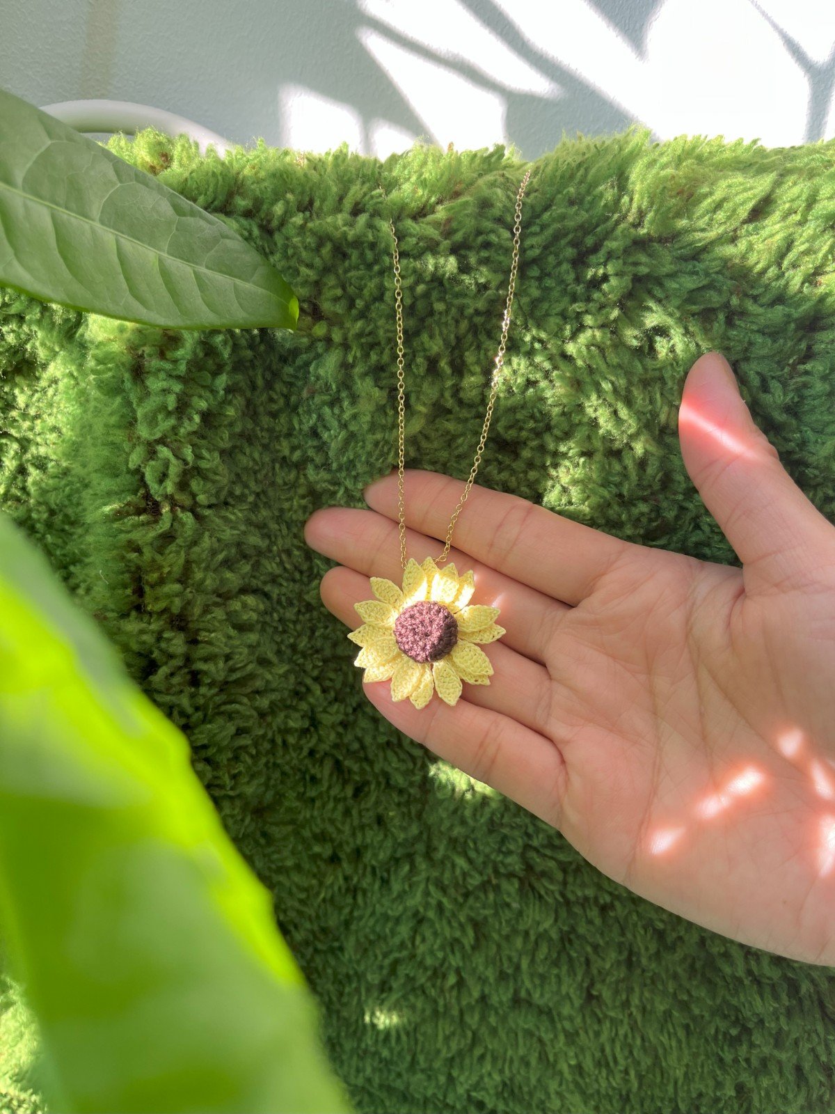 Micro Gehaakte Zonnebloem Ketting