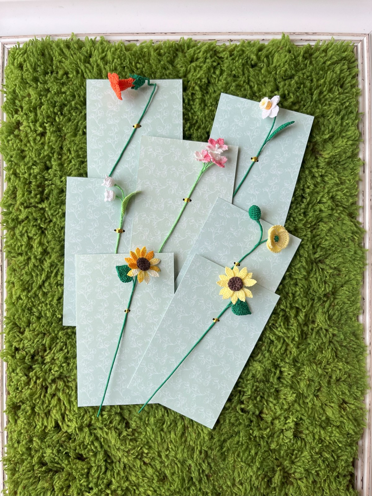 Micro Gehaakte zonnebloemen Boekenleggers