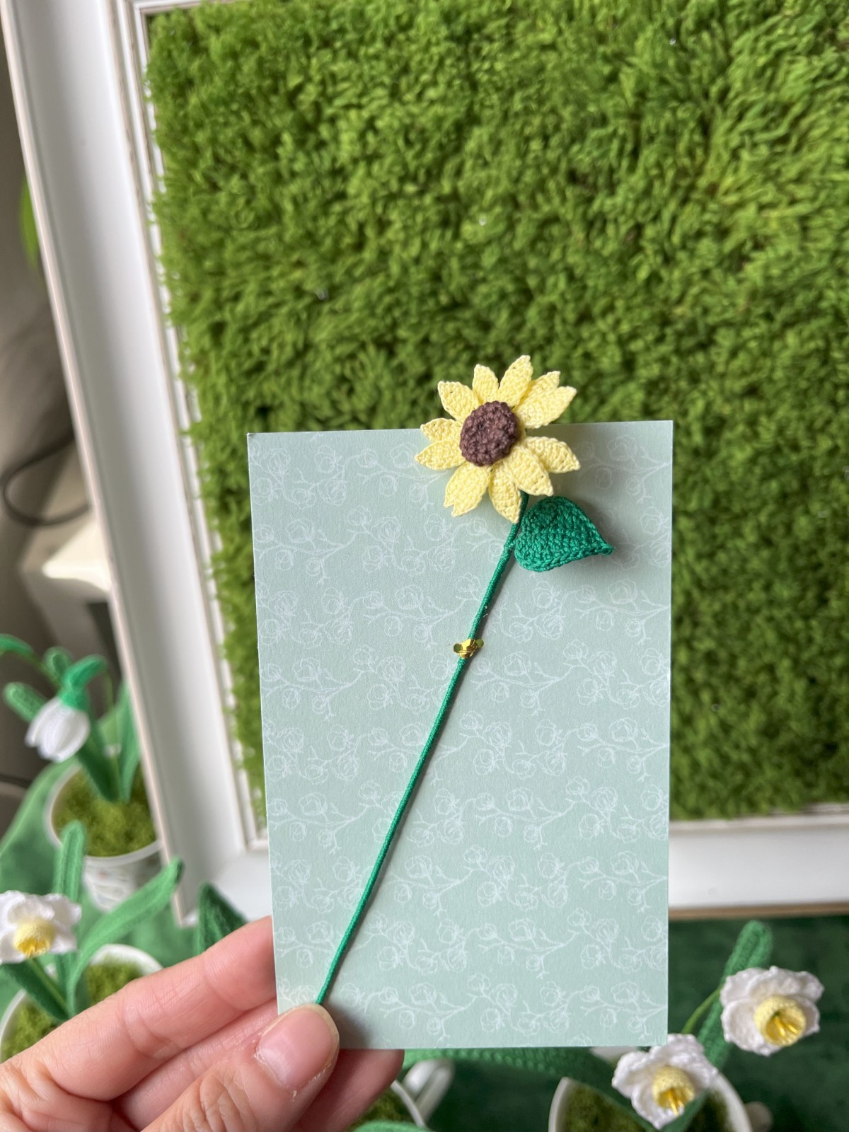 Micro Gehaakte zonnebloemen Boekenleggers