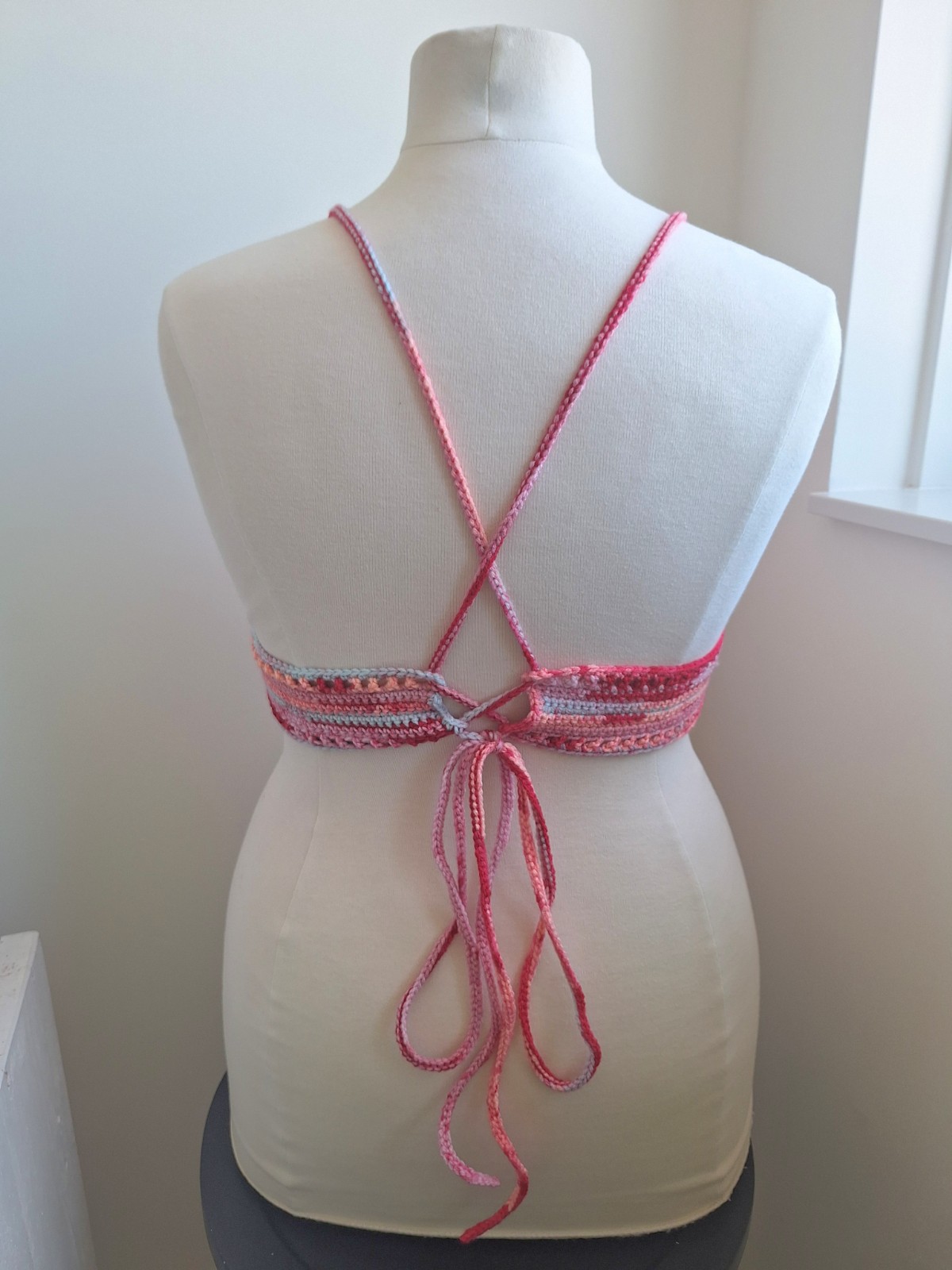 Gehaakt topje 'Boho top ombre paars en roze'