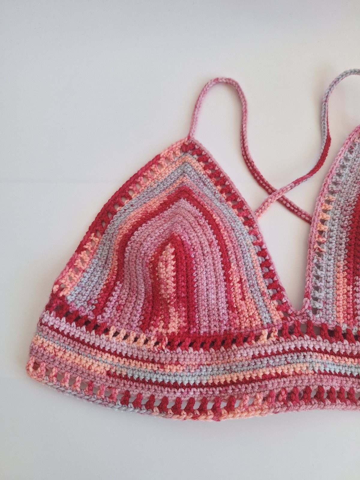 Gehaakt topje 'Boho top ombre paars en roze'