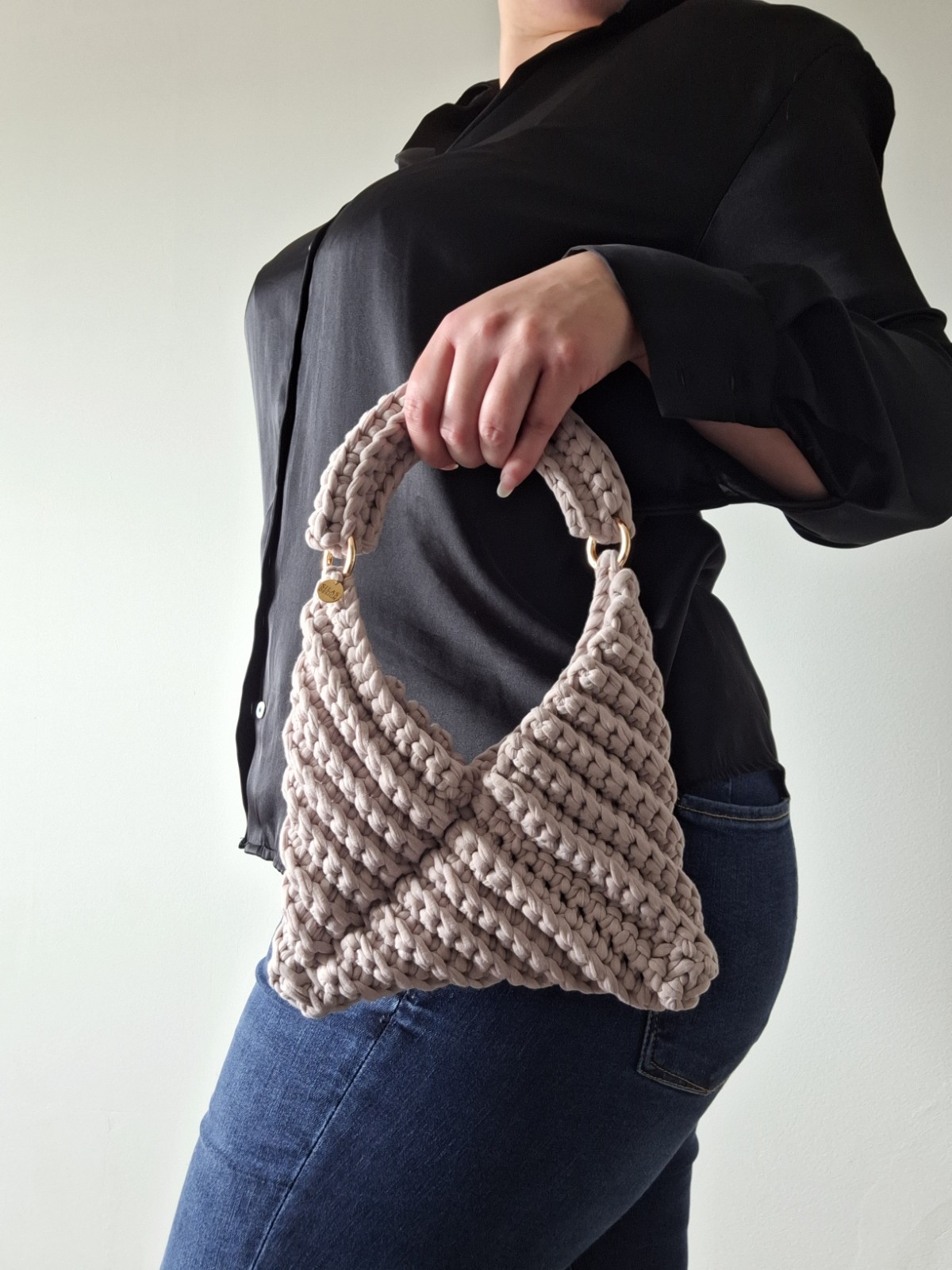 Gehaakte crossbody tas 'Beige'