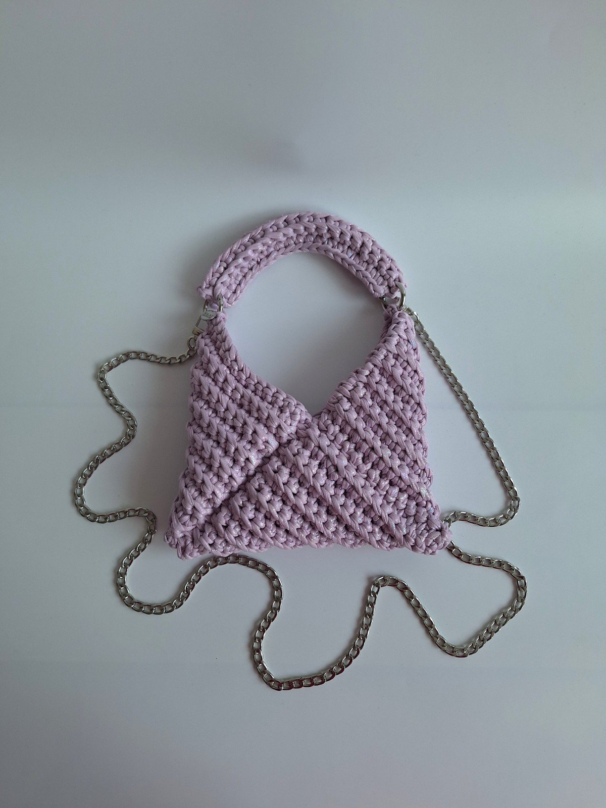 Gehaakte crossbody tas 'Metallic lila'