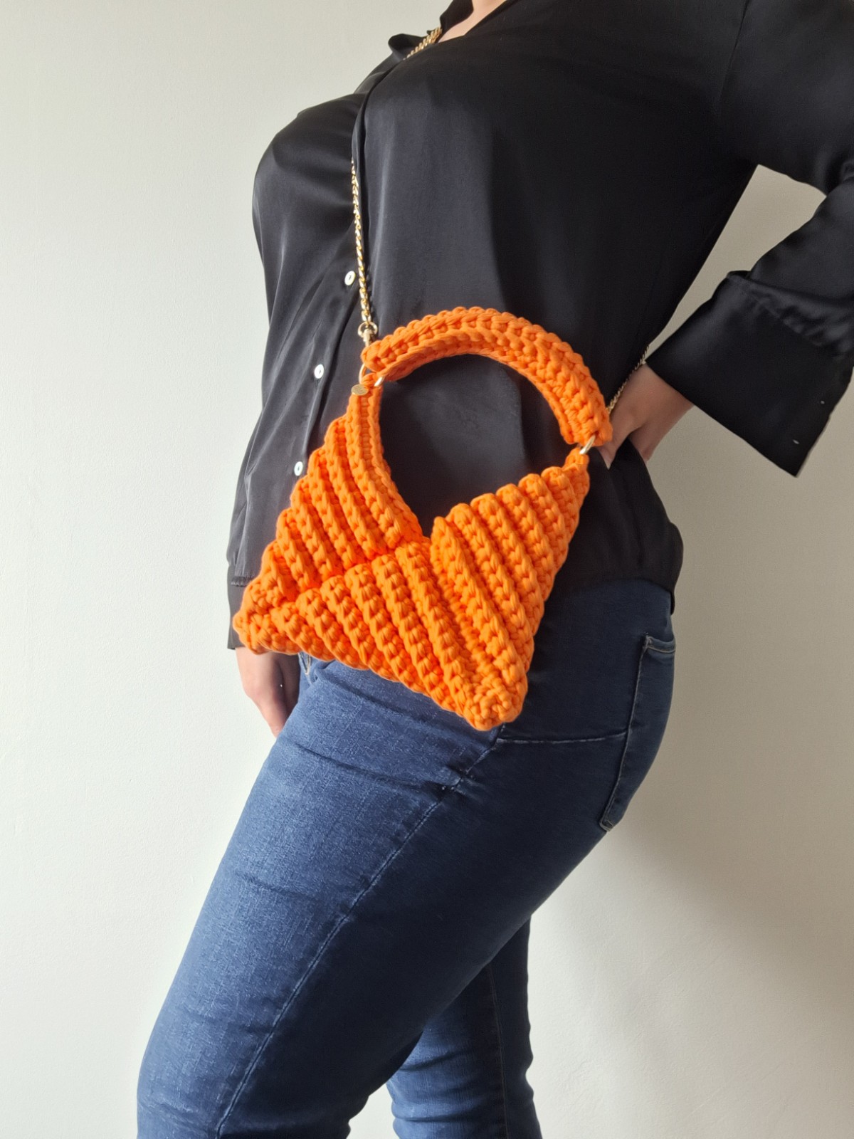 Gehaakte crossbody tas 'Oranje'
