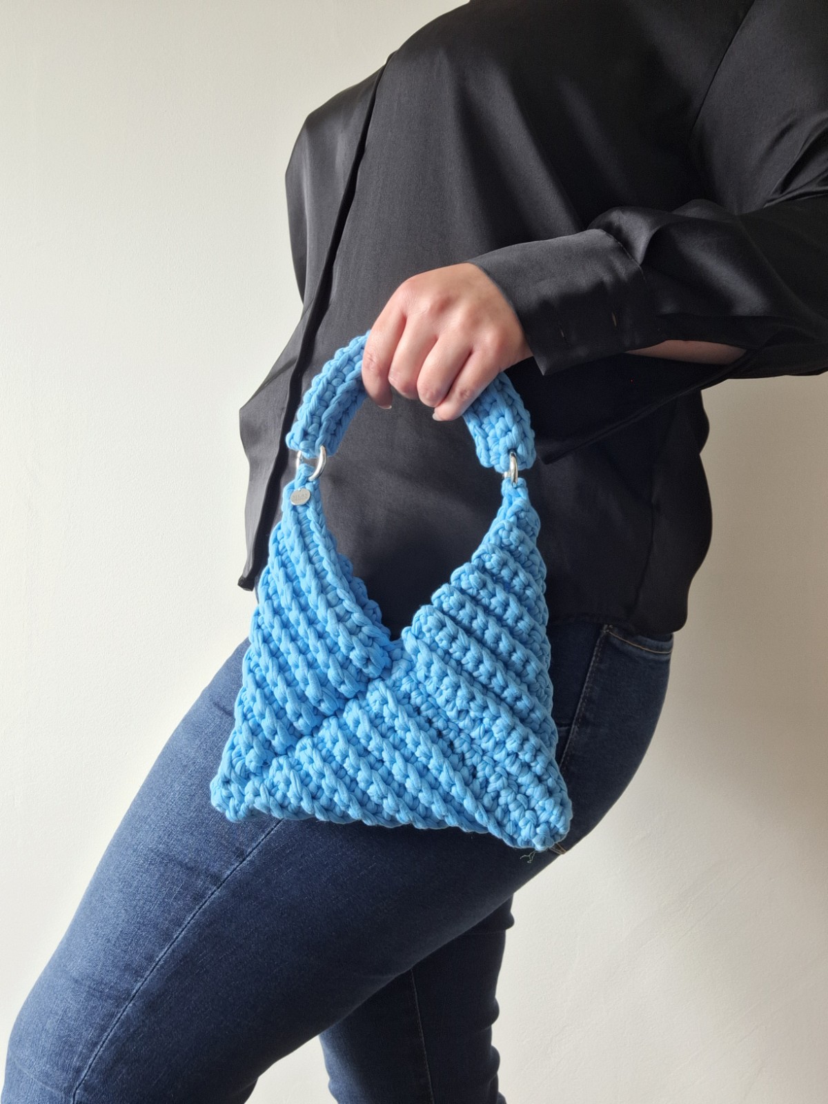 Gehaakte crossbody tas 'Tiffany blauw'