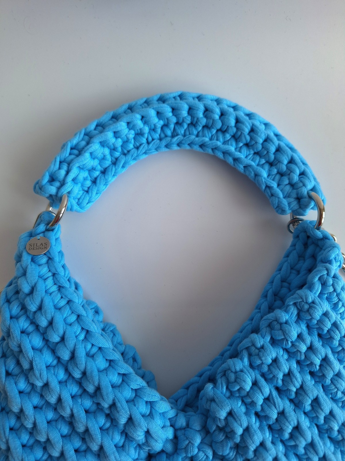 Gehaakte crossbody tas 'Tiffany blauw'