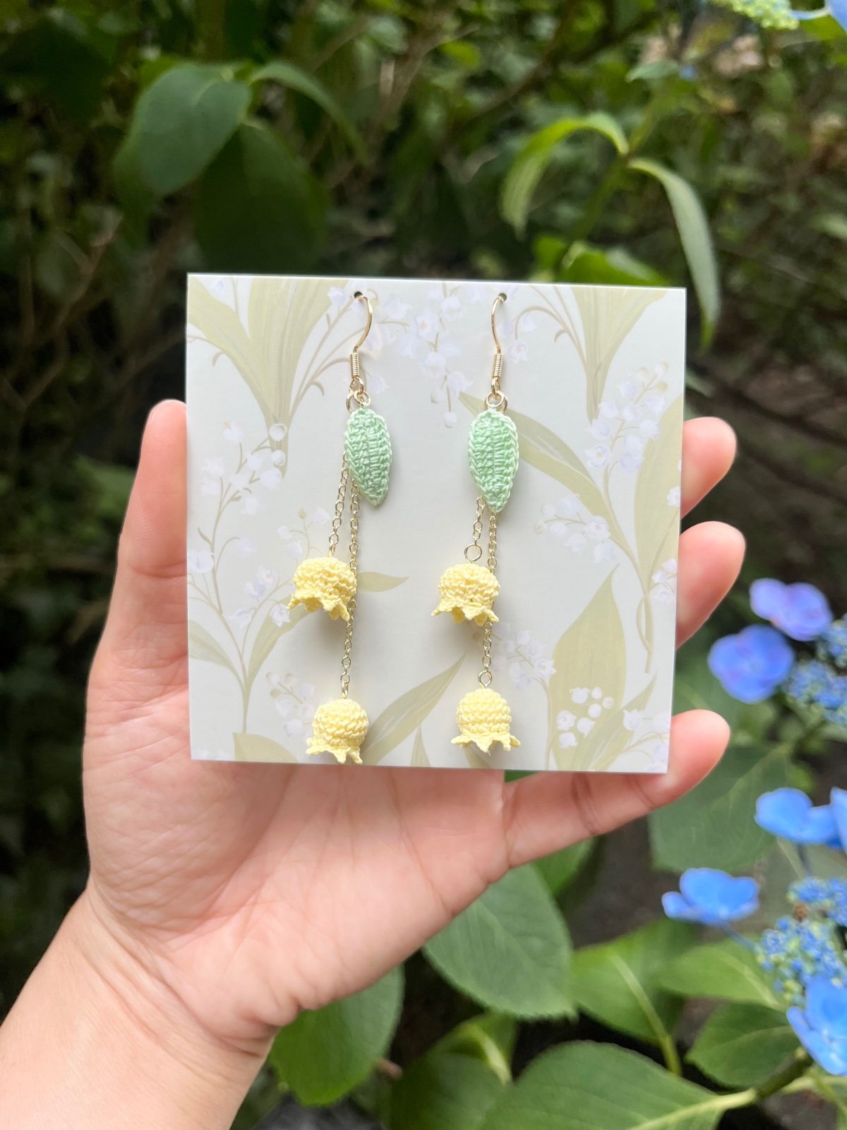 Micro Gehaakte Lelietjes-van-Dalen Oorbellen – Bloem Oorbellen - 84581 Micro Gehaakte Lelietjes-van-Dalen Oorbellen – Bloem Oorbellen