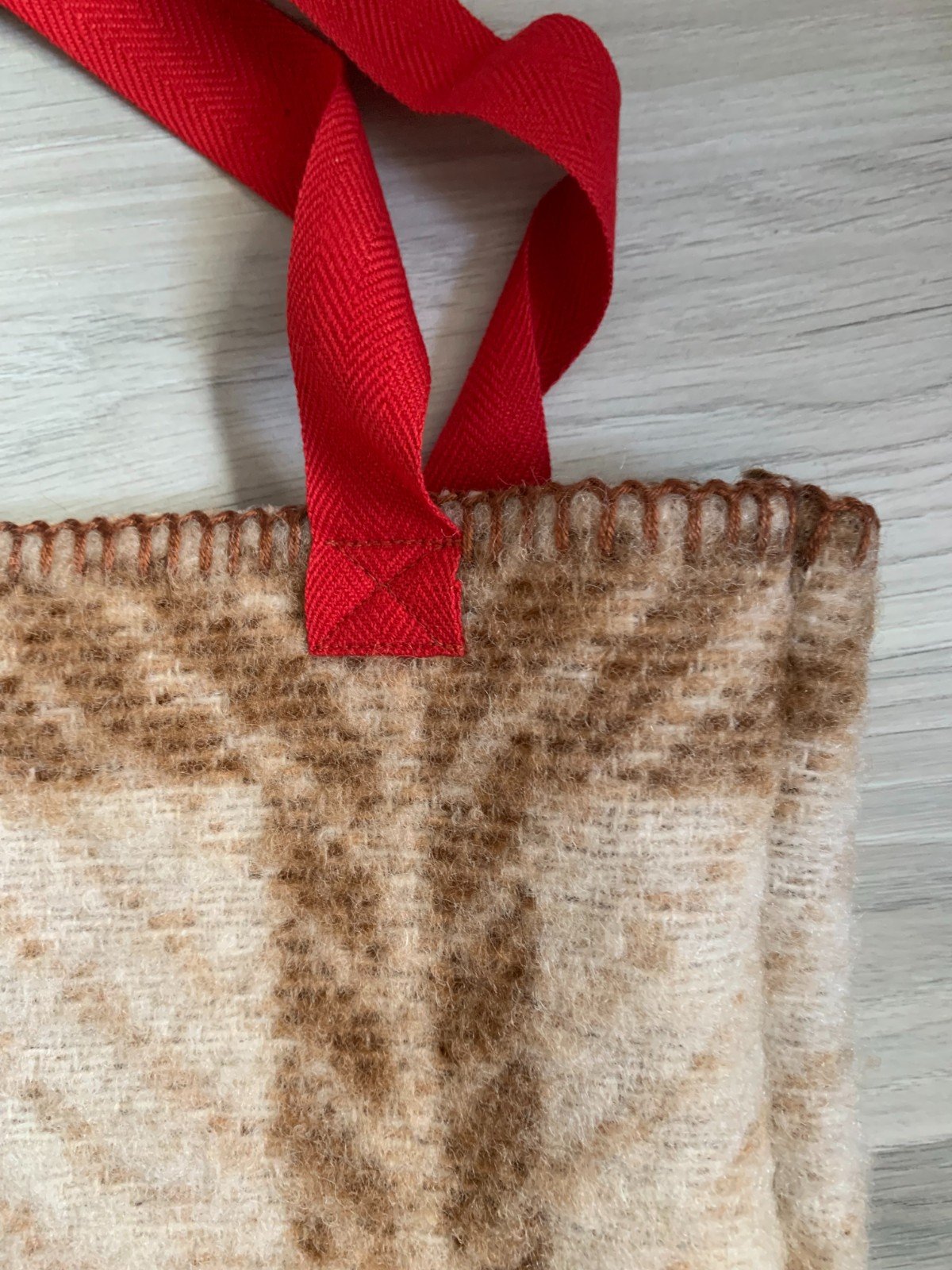 Tote bag gemaakt van een dikke bruine vintage deken - 87001 Tote bag gemaakt van een dikke bruine vintage deken
