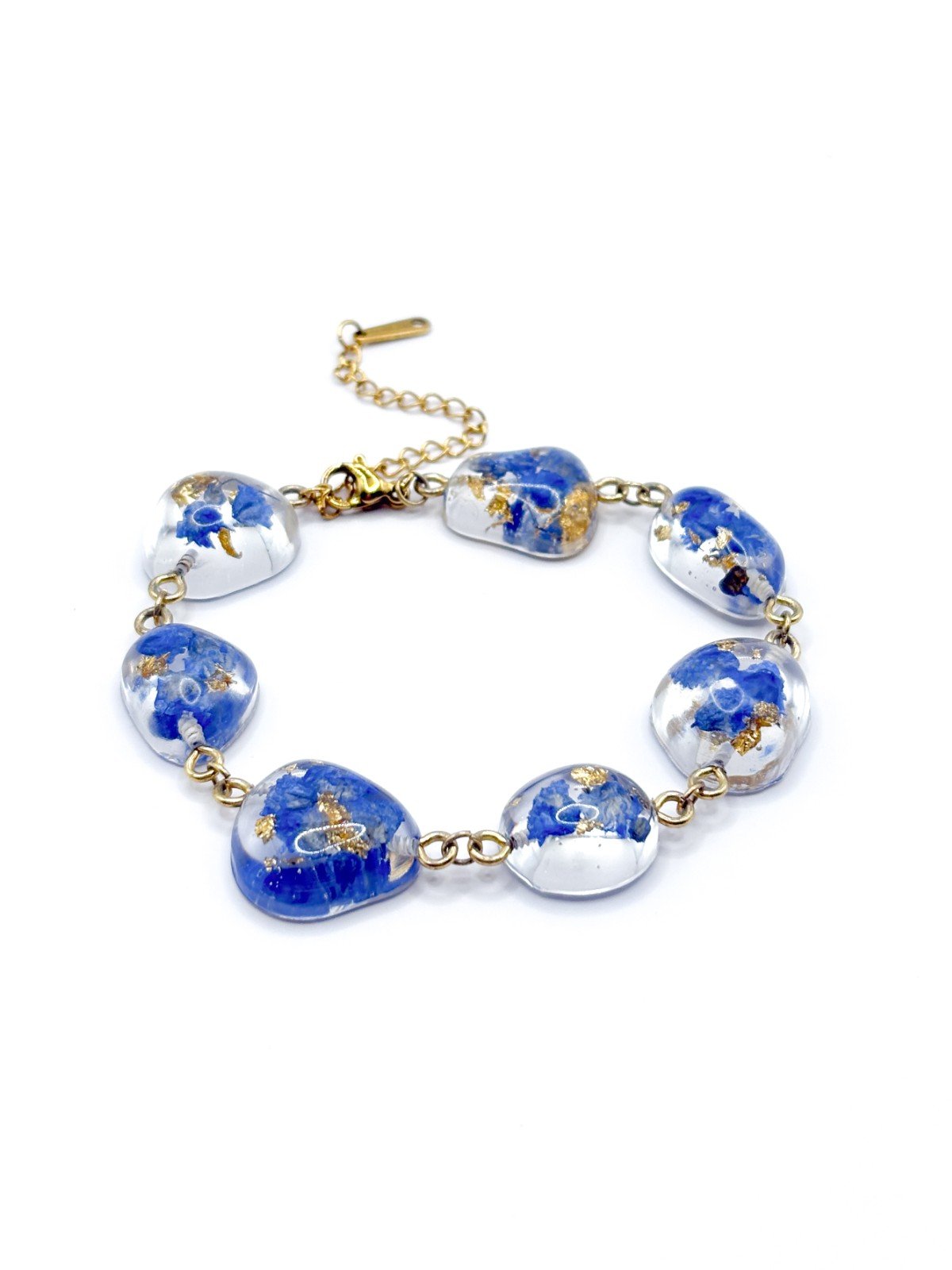 Armband met Steenvormige Hangers Gevuld met Echte Bloemen uit Den Haa… - 91840 Armband met Steenvormige Hangers Gevuld met Echte Bloemen uit Den Haag (The Tide)