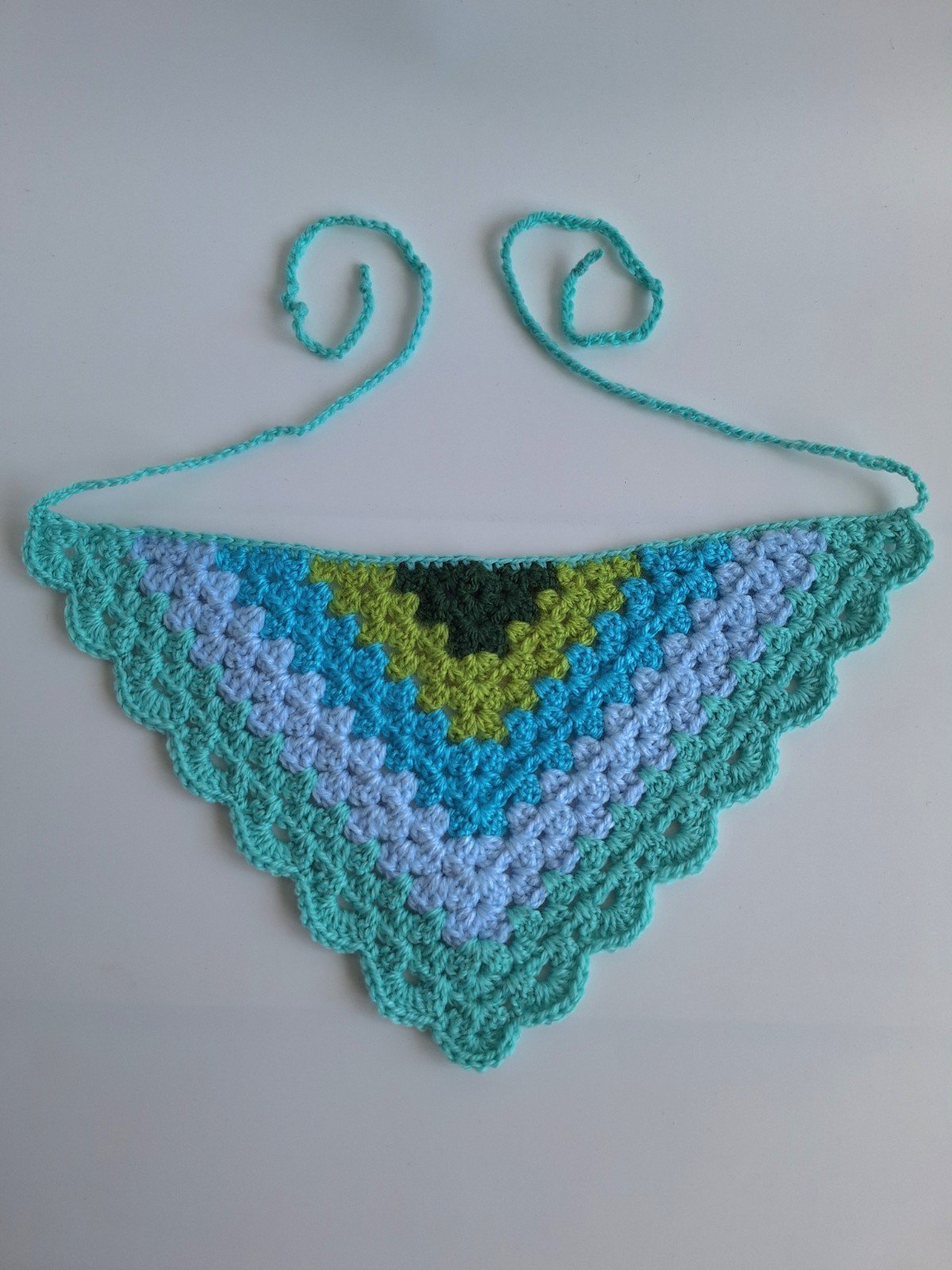 Gehaakte bandana 'Mintgroen, turquoise en donkergroen' - 89975 Gehaakte bandana 'Mintgroen, turquoise en donkergroen'