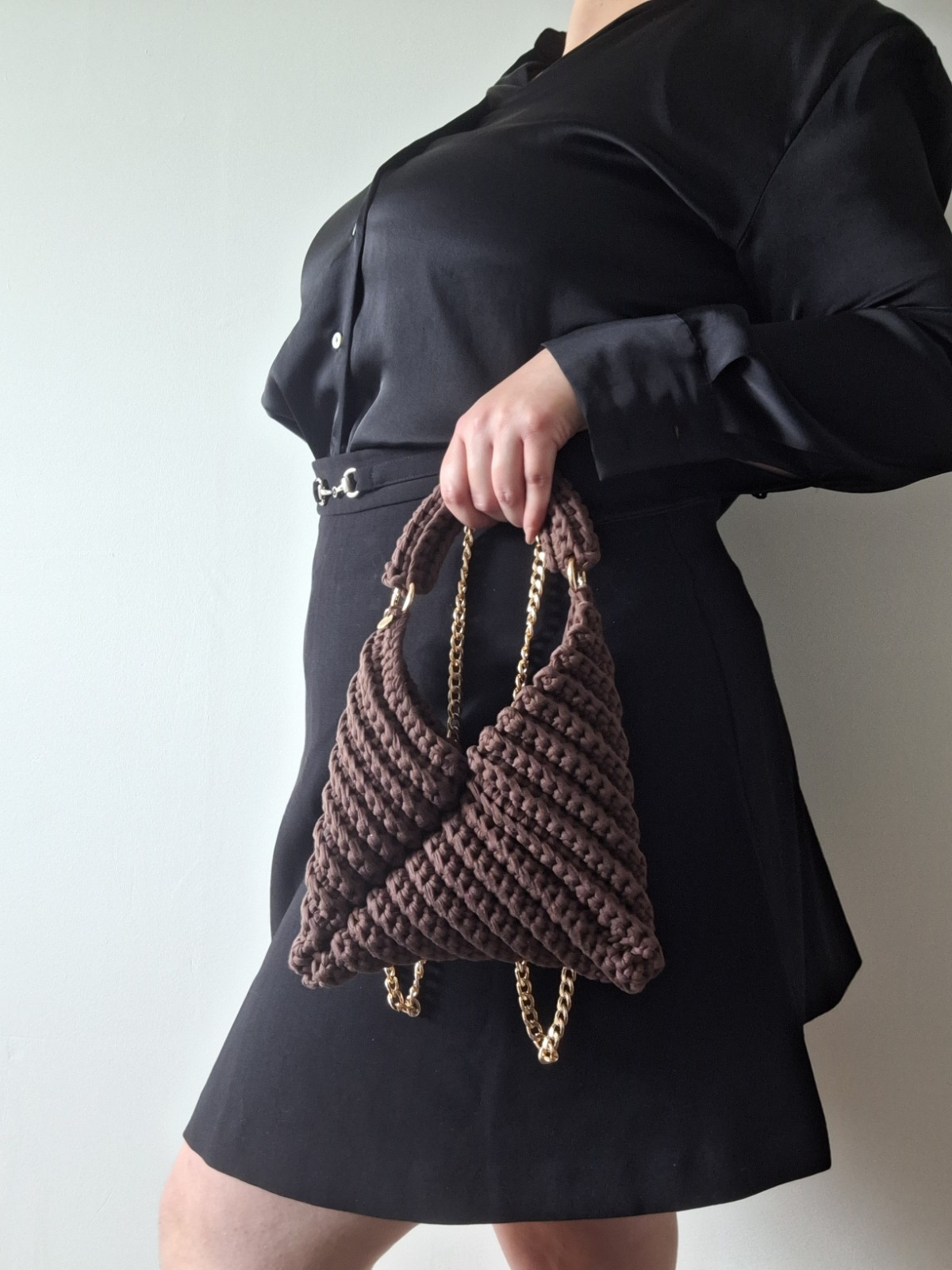 Gehaakte crossbody tas | Donkerbruin