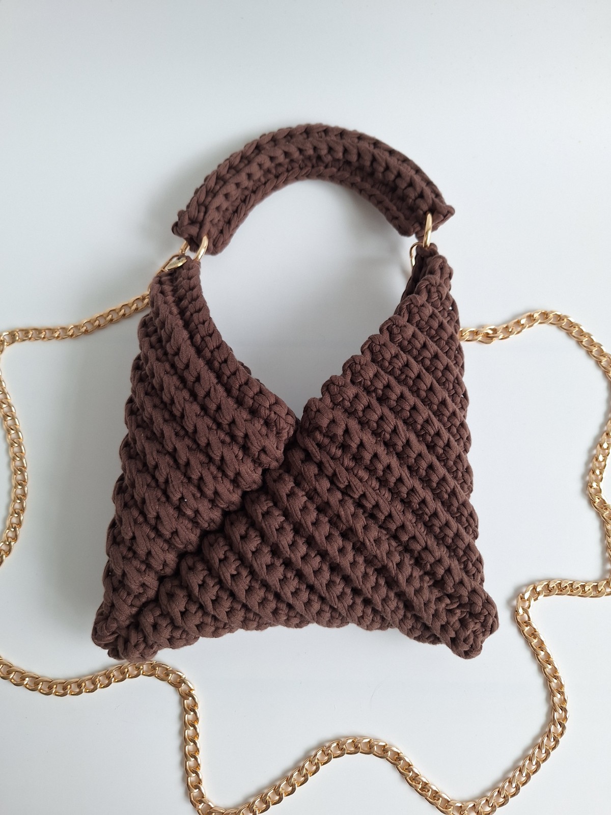 Gehaakte crossbody tas | Donkerbruin