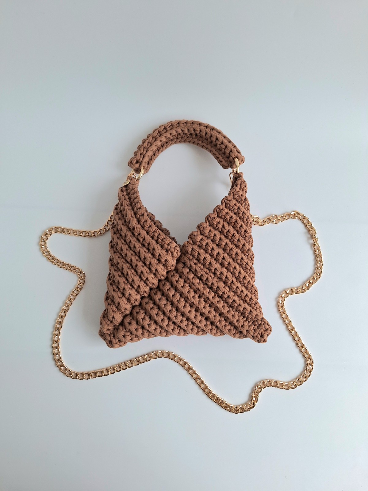 Gehaakte crossbody tas | Lichtbruin