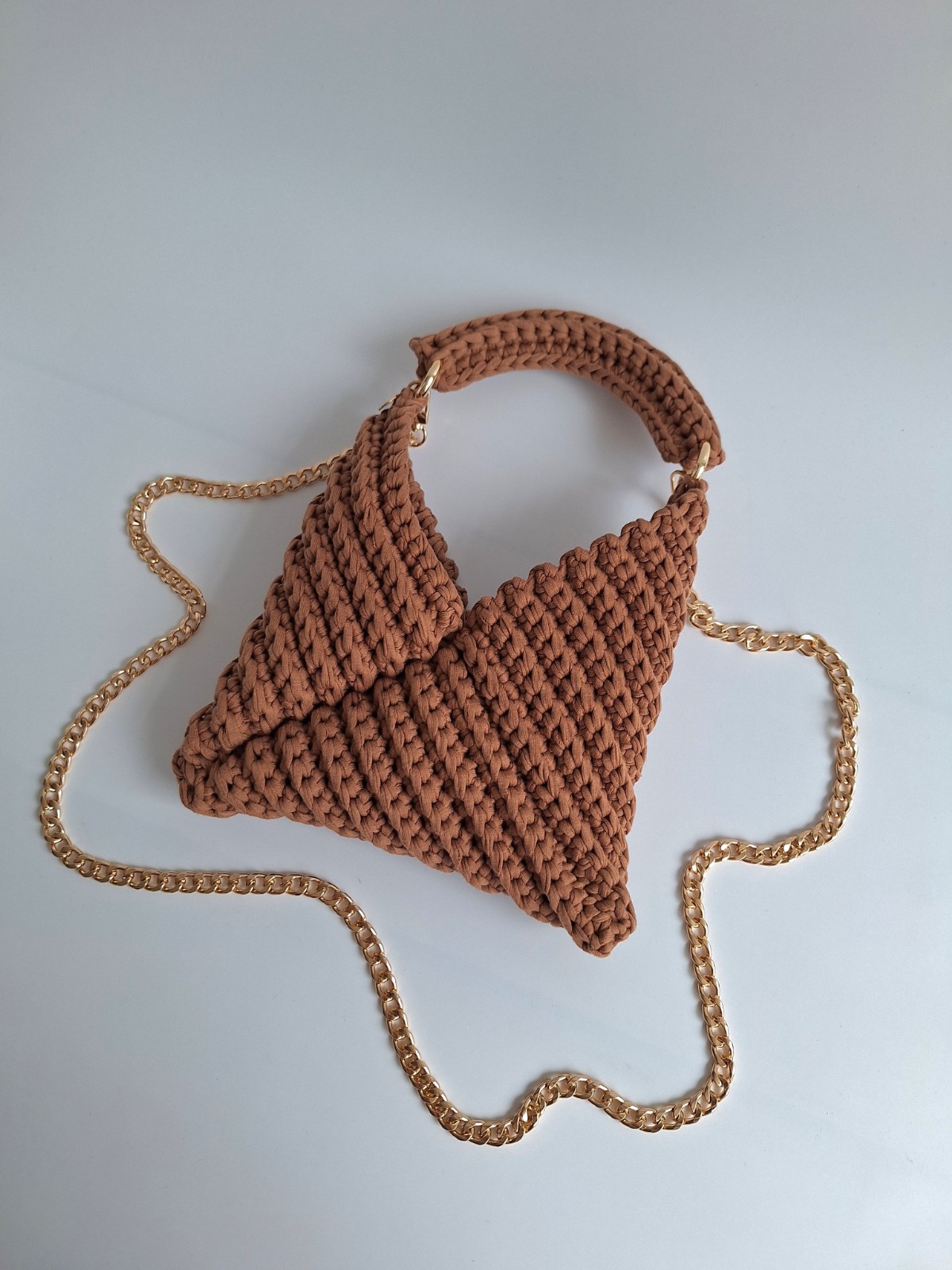 Gehaakte crossbody tas | Lichtbruin