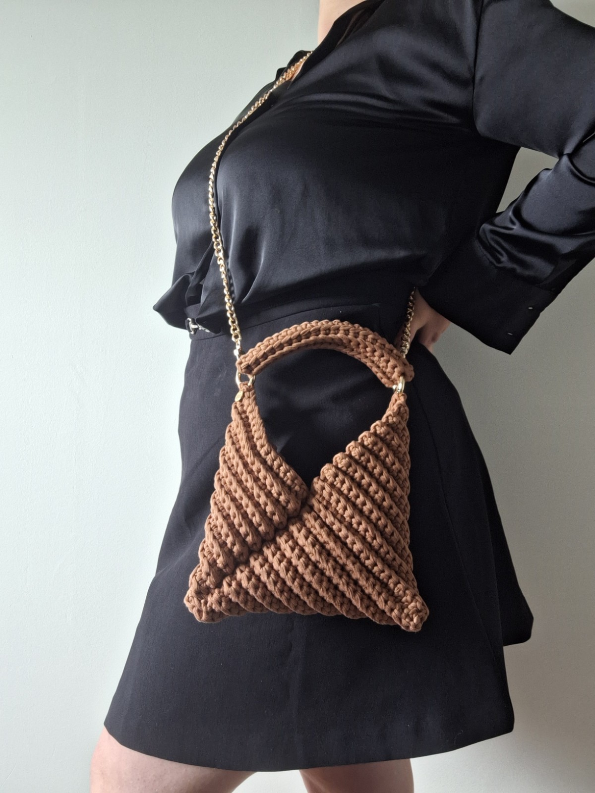 Gehaakte crossbody tas | Lichtbruin