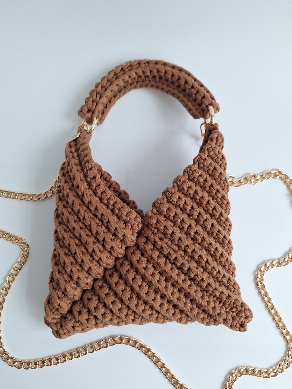 Gehaakte crossbody tas | Lichtbruin