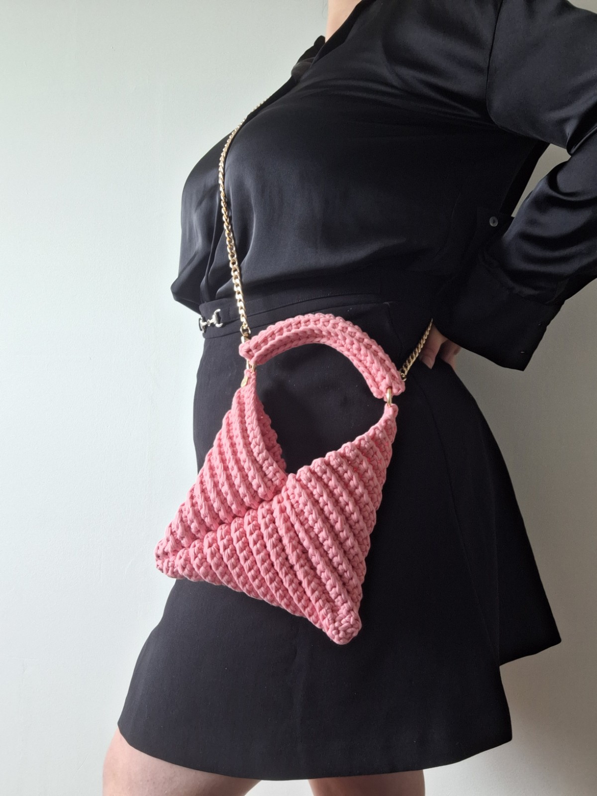 Gehaakte crossbody tas | Roze