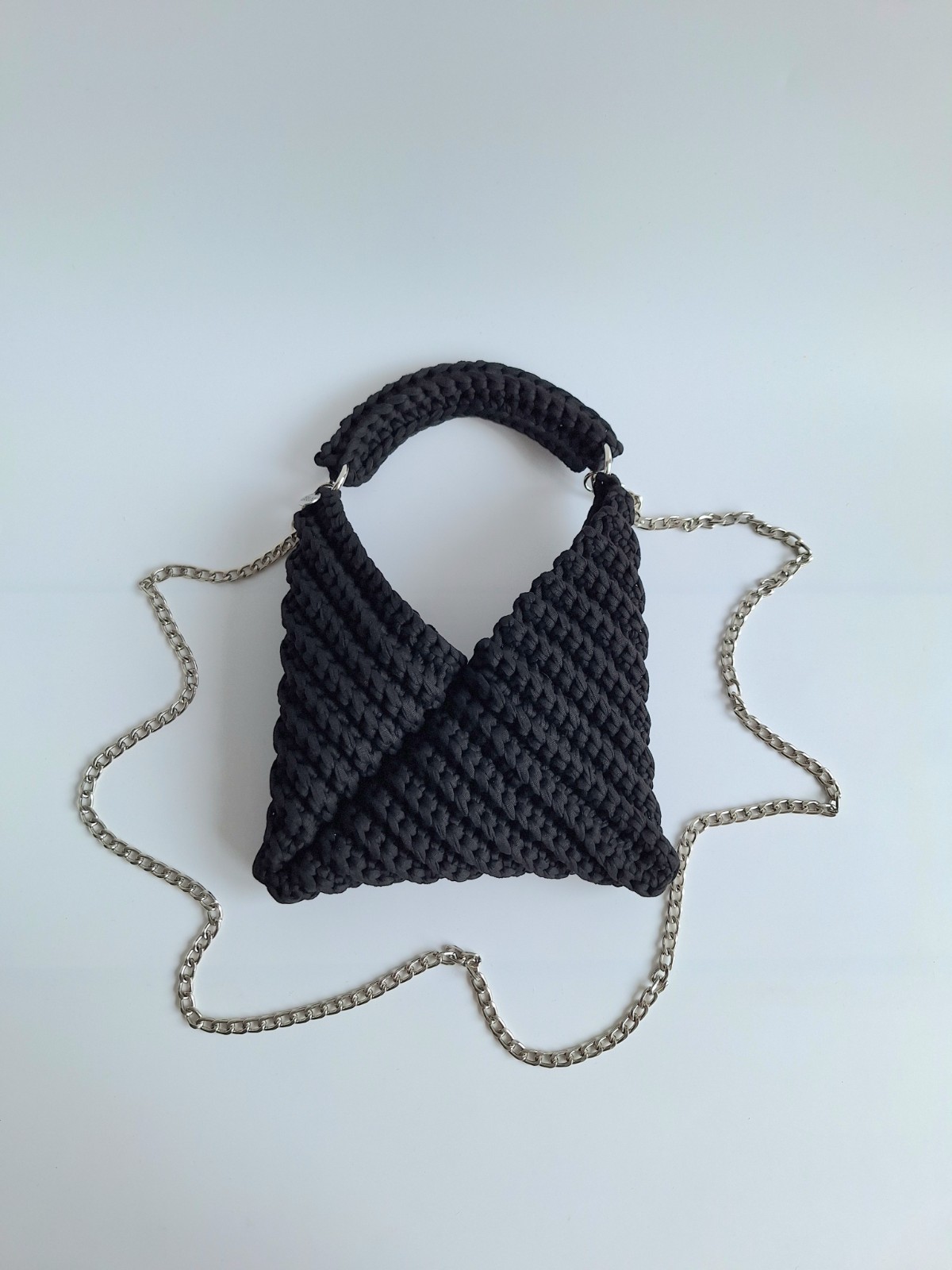 Gehaakte crossbody tas | Zwart