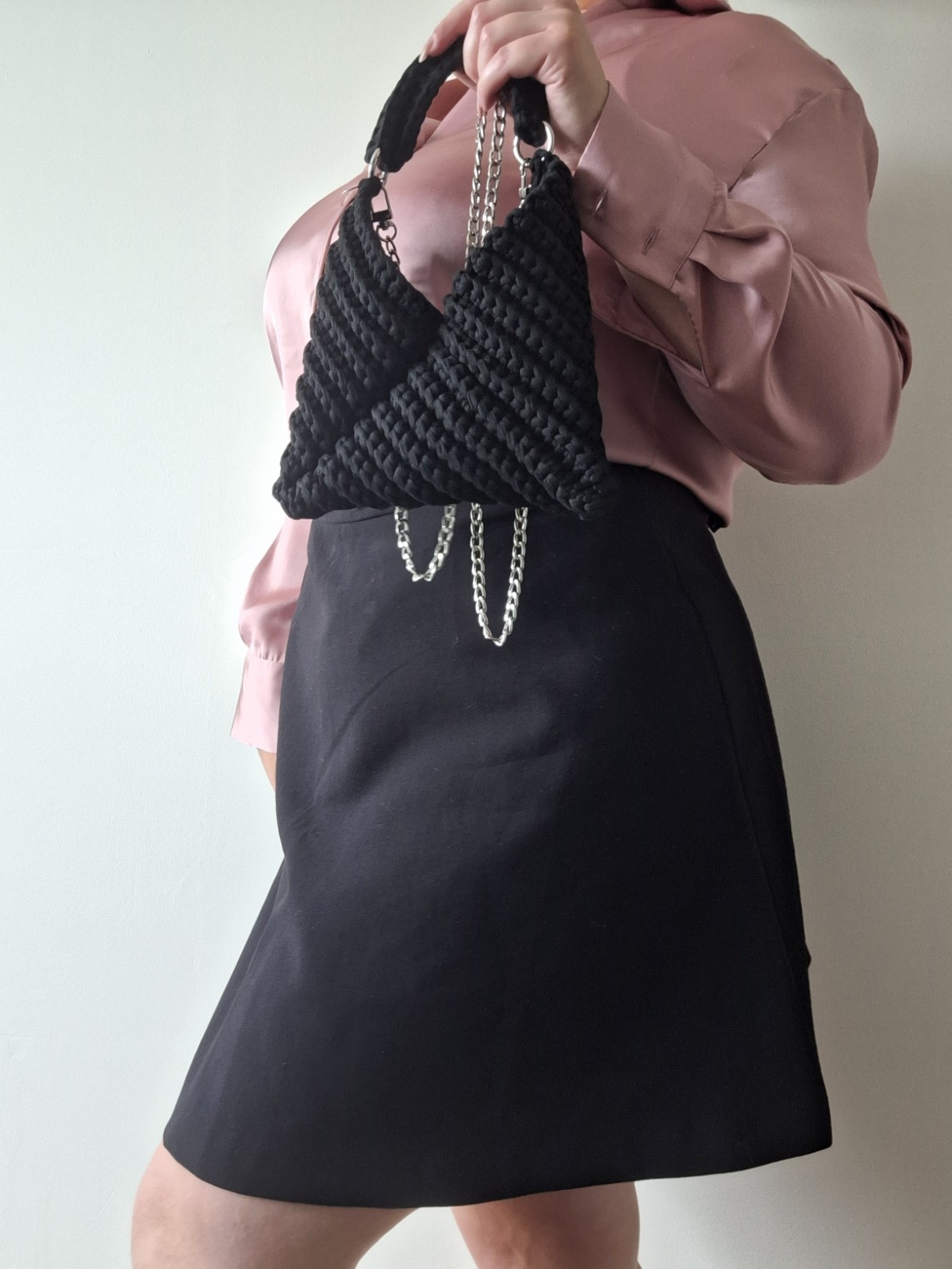 Gehaakte crossbody tas | Zwart