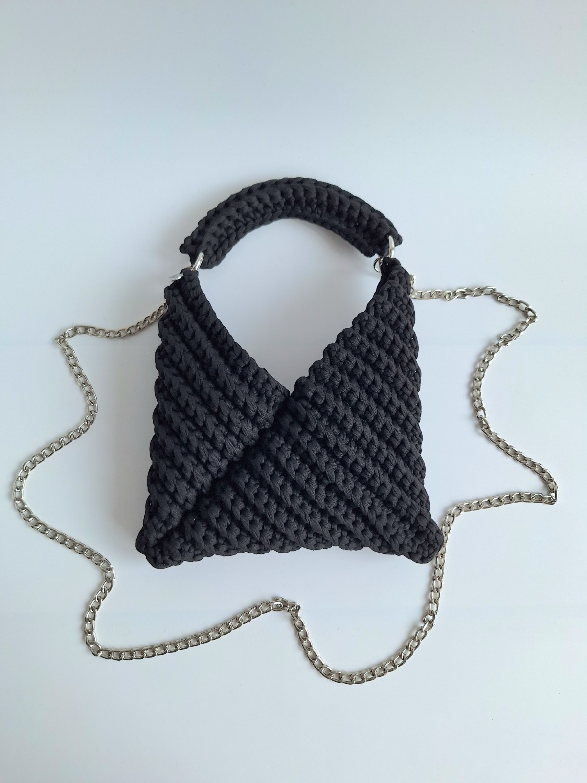 Gehaakte crossbody tas | Zwart