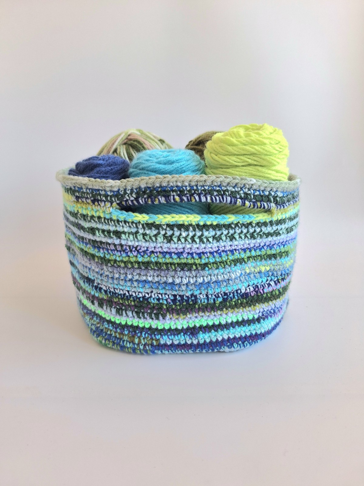 Gehaakte opbergmand | Blauw gemêleerd - 93787 Gehaakte opbergmand | Blauw gemêleerd