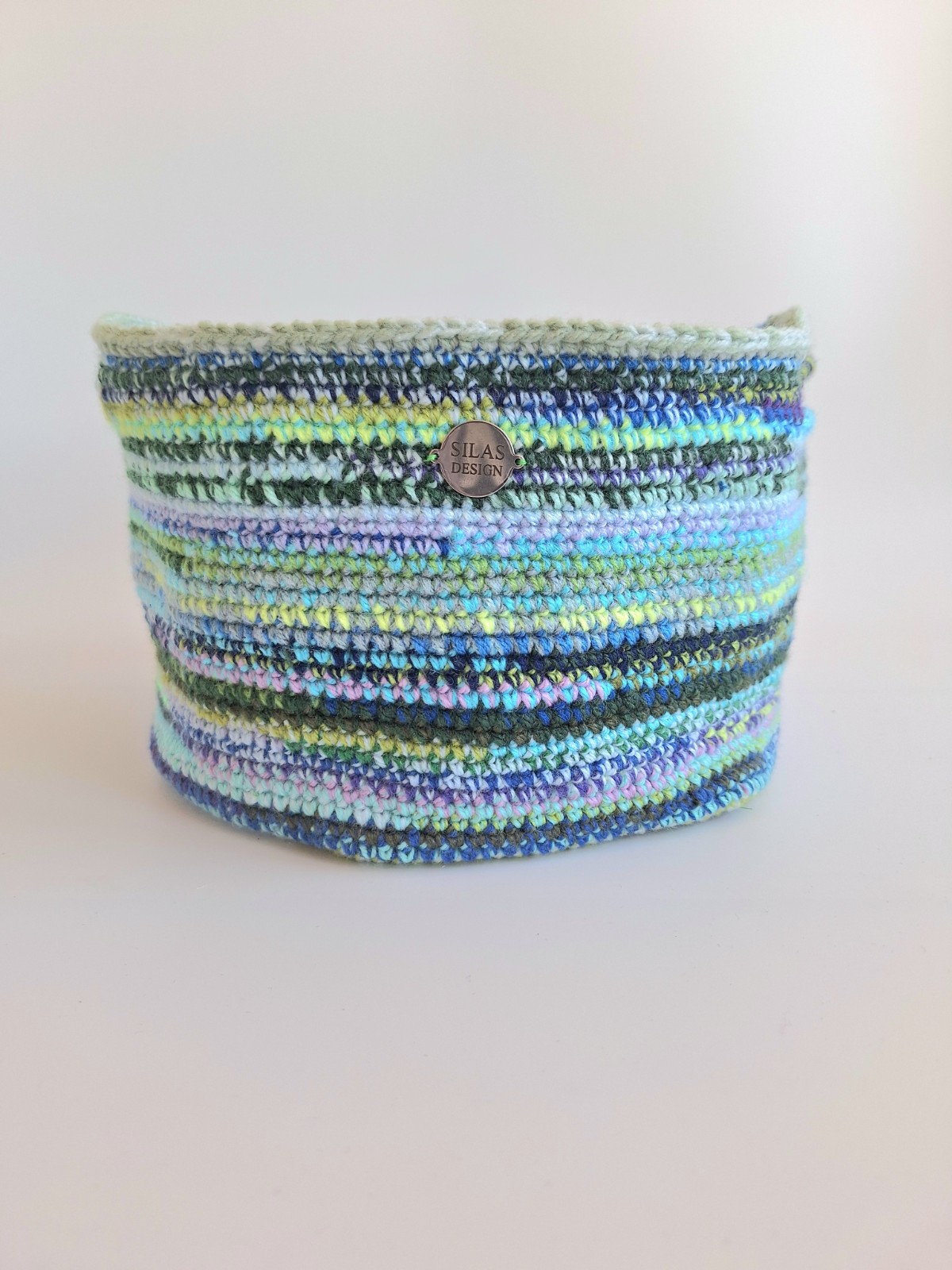 Gehaakte opbergmand | Blauw gemêleerd - 93789 Gehaakte opbergmand | Blauw gemêleerd