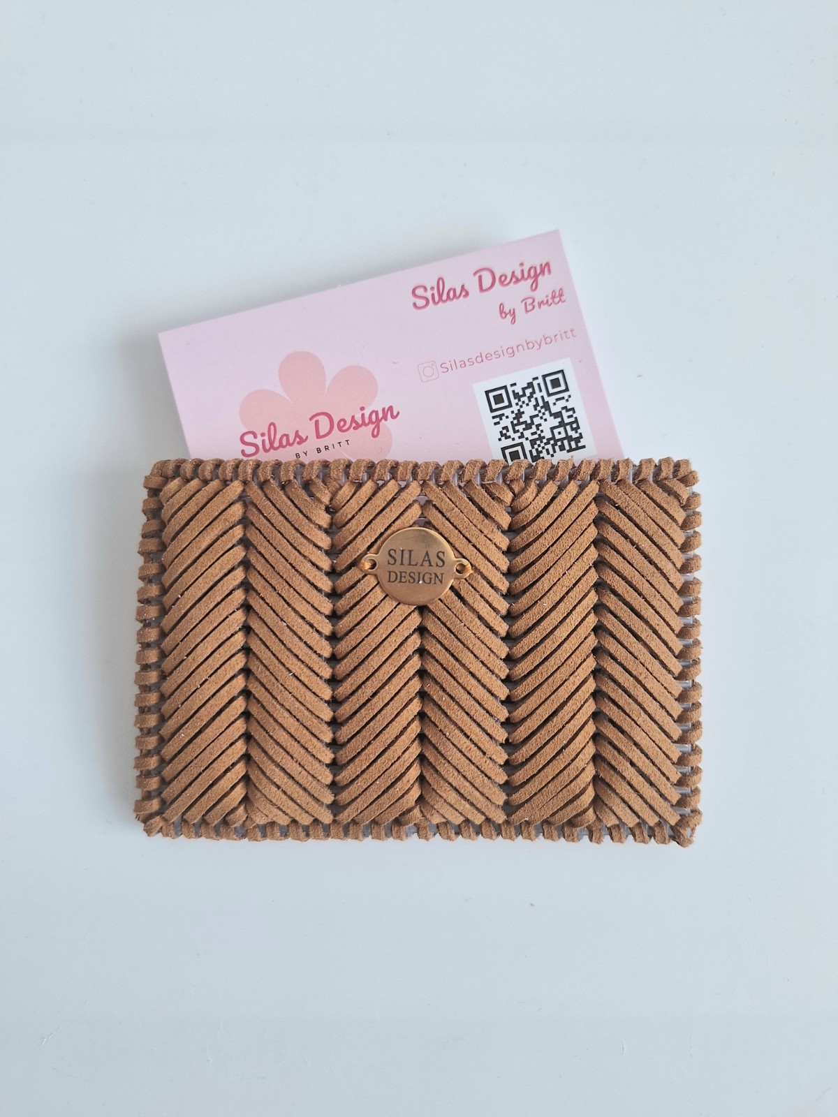 Geweven pasjeshouder | Lichtbruin