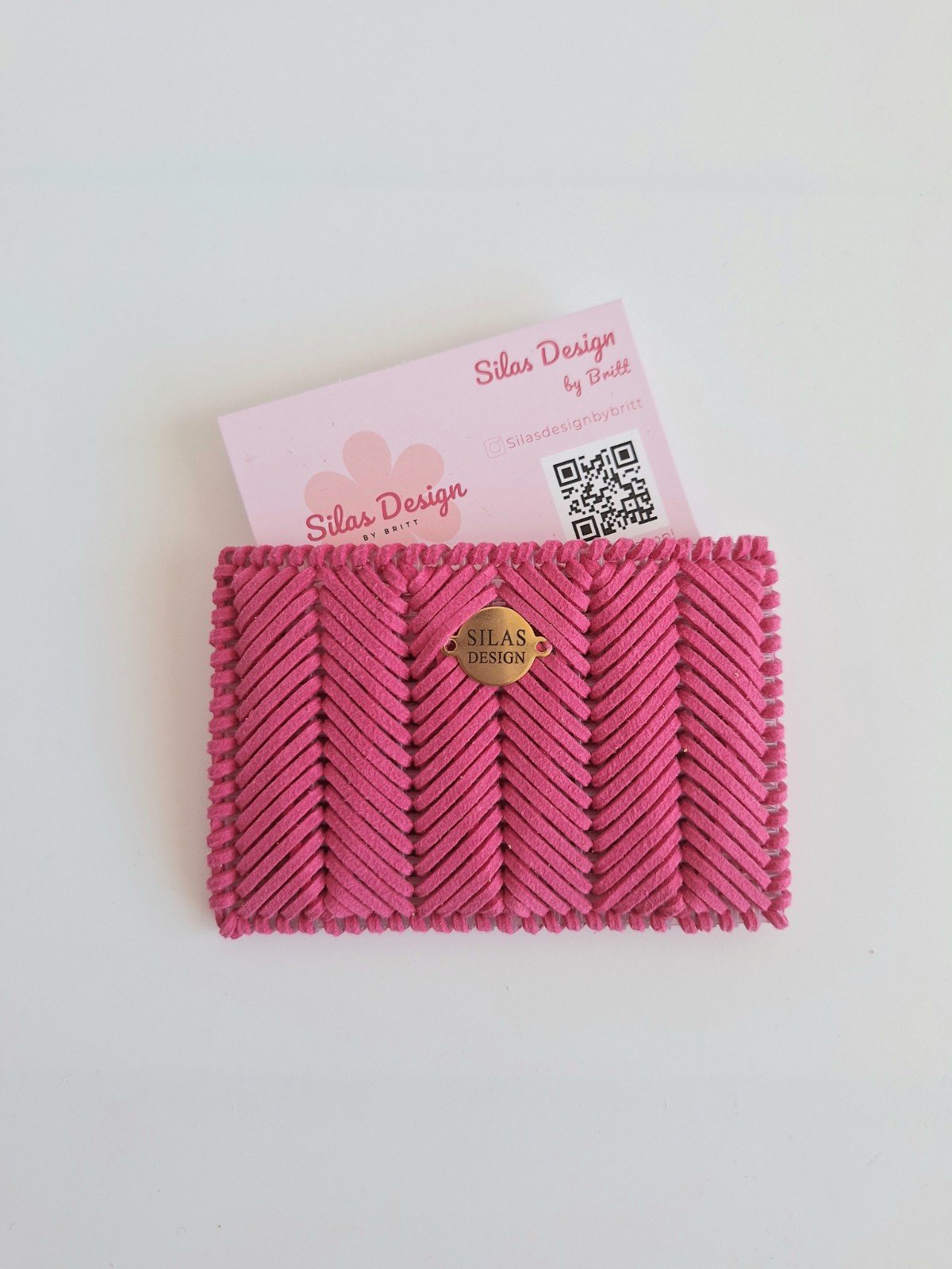 Geweven pasjeshouder | Knalroze