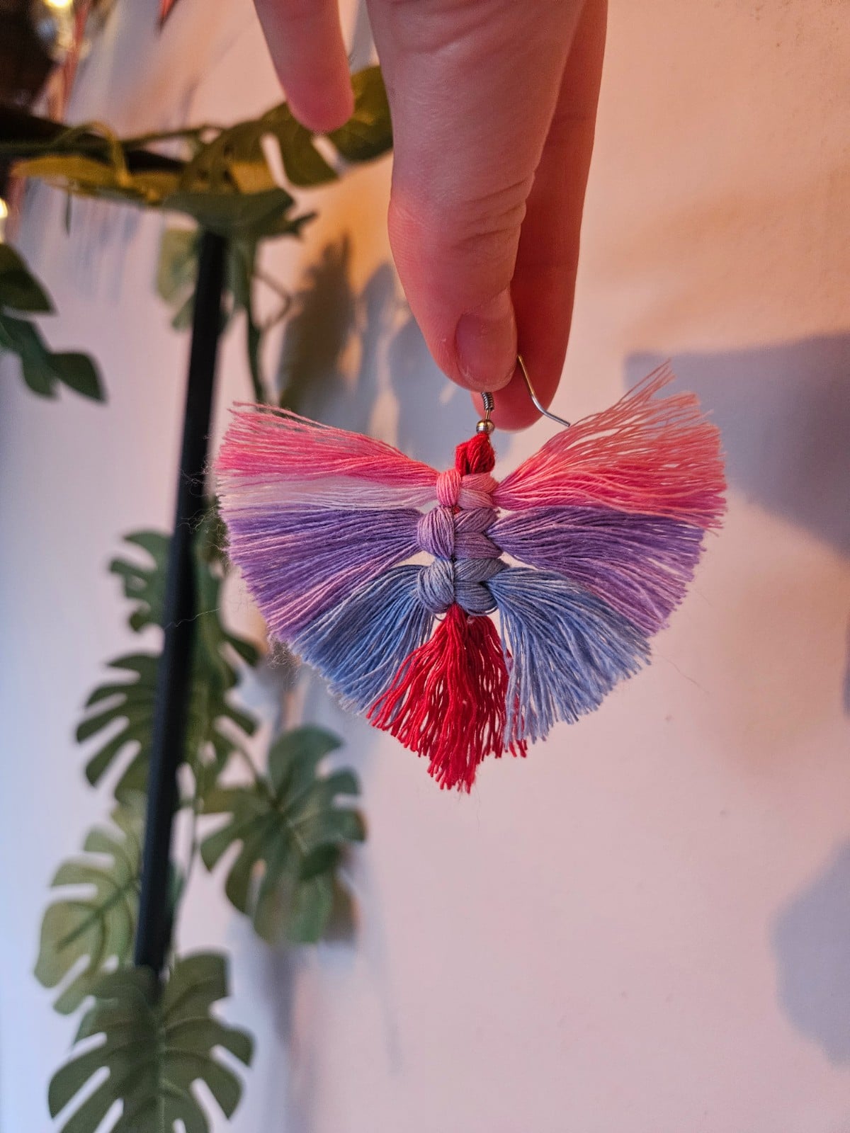 Rainbow macramé earrings
