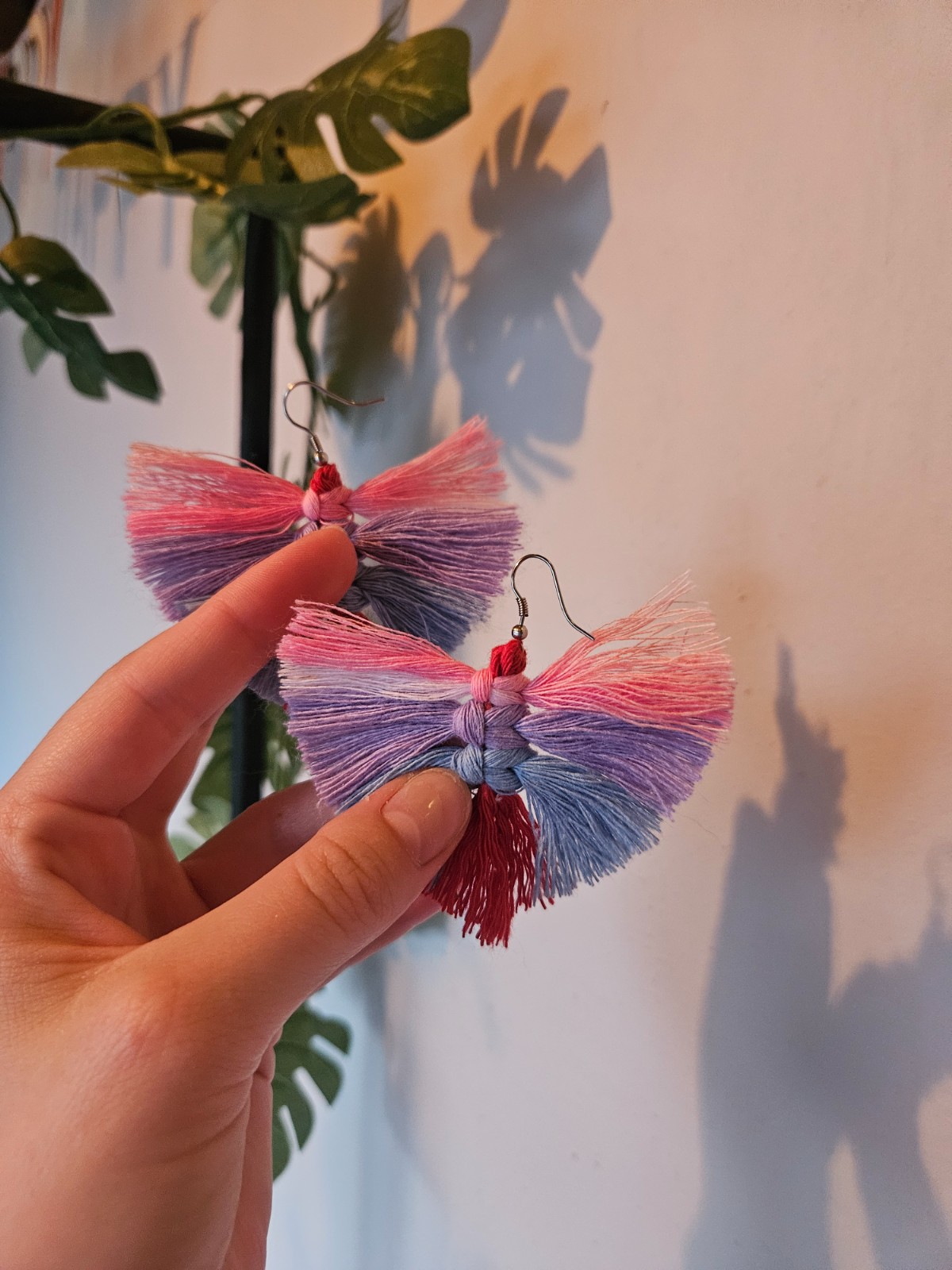 Rainbow macramé earrings