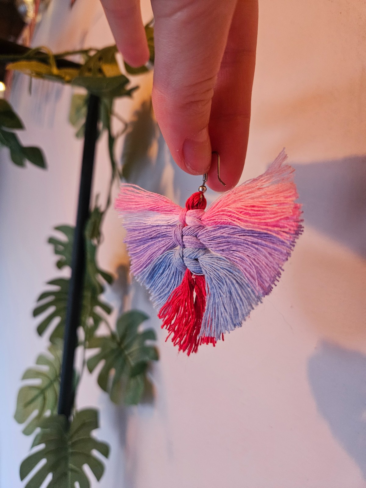 Rainbow macramé earrings