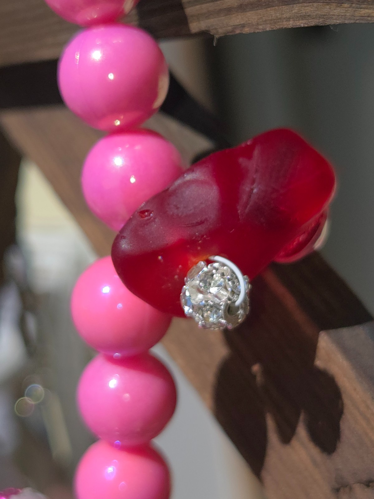 Roze Zeeglas, Schelpen en Glitter ketting
