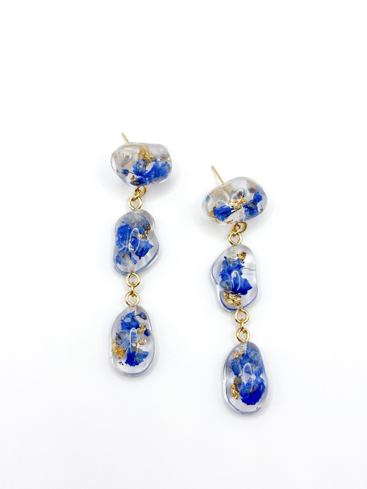 Statement Oorbellen met 3 Stenen Gevuld Echte Bloemen uit Den Haag - 91715 Statement Oorbellen met 3 Stenen Gevuld Echte Bloemen uit Den Haag (The Tide)