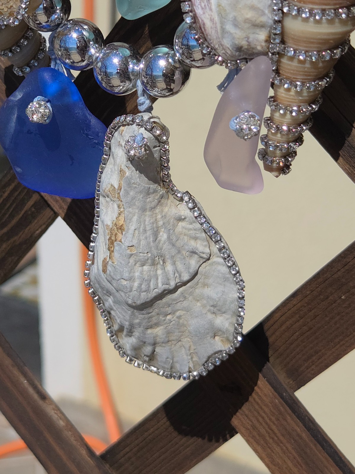 Zeeglas, Schelpen en Glitter ketting