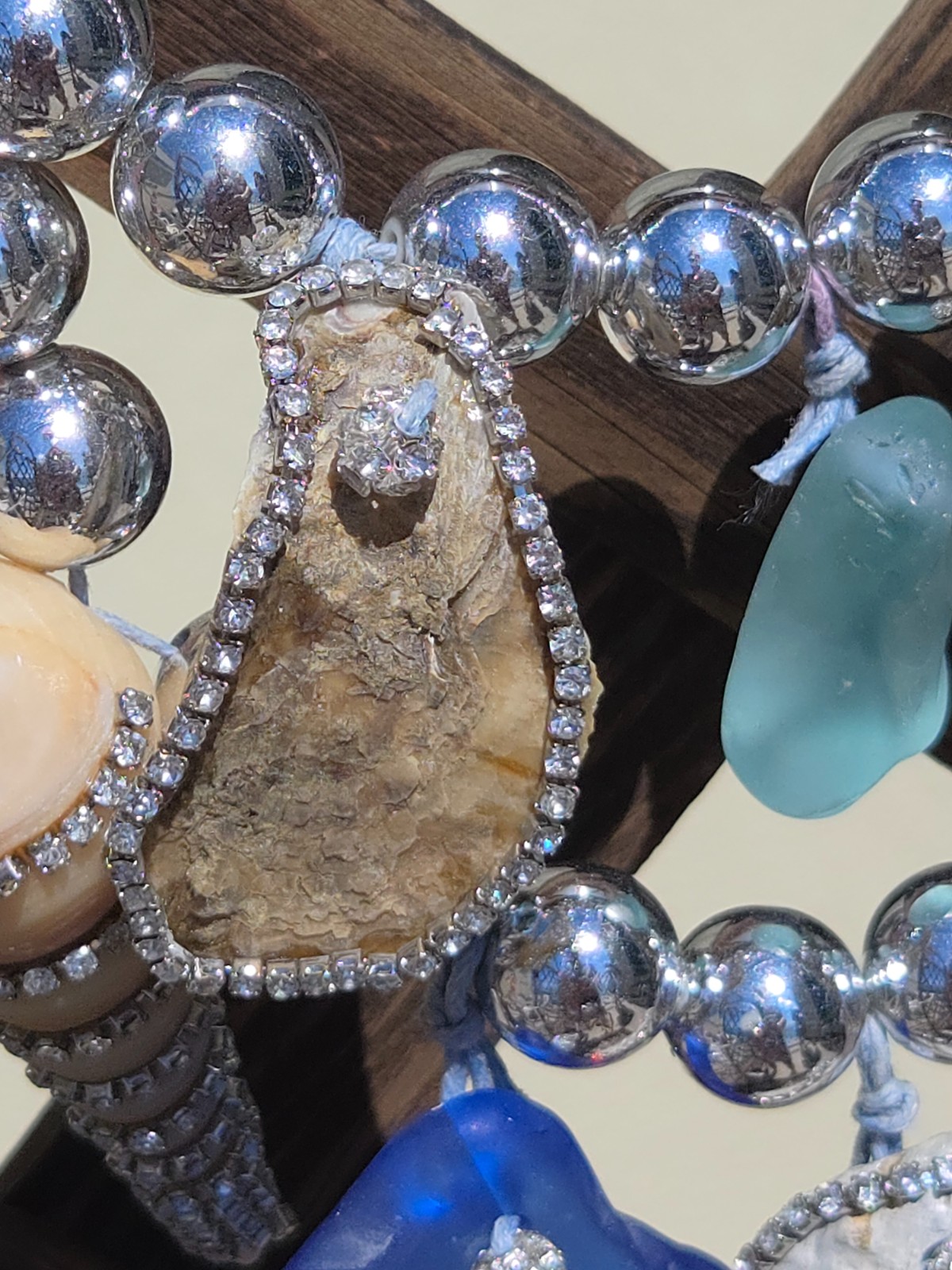 Zeeglas, Schelpen en Glitter ketting