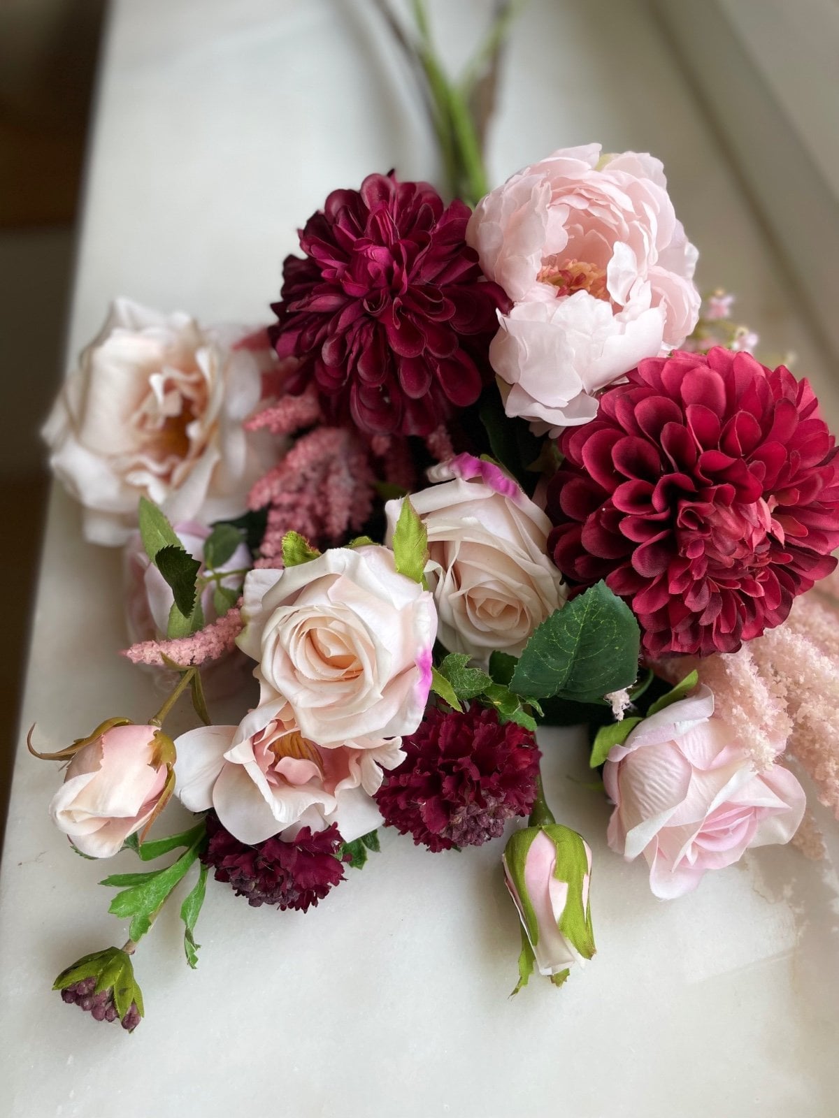 Zijden bloemen boeket “salmora”